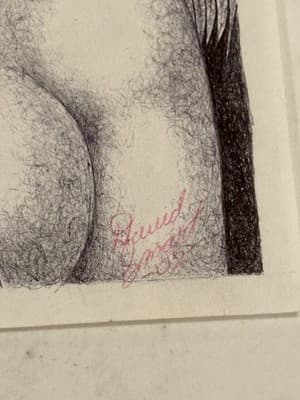 Unique Original Sexy Chested Woman Fantasy Art Drawing Sketch Artist Signed - Thumbnail 2