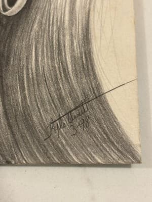 Vtg Rare Original Woman Portrait Fantasy Art Drawing Sketch Artist Signed 1998 - Thumbnail 2
