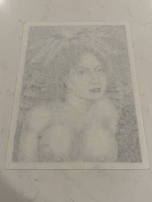 Unique Original Sexy Chested Woman Fantasy Art Drawing Sketch Artist Signed - Thumbnail 3