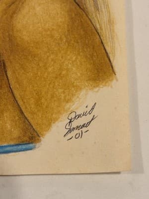 Vtg Original Sexy Blonde Bikini Top Fantasy Art Drawing Sketch Artist Signed - Thumbnail 2