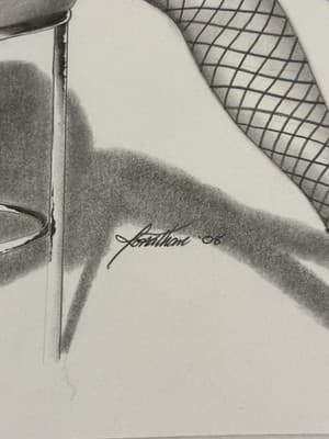 Sexy Woman Fishnets Hat 👒 Fantasy Art Drawing Sketch Artist Signed Piece - Thumbnail 2