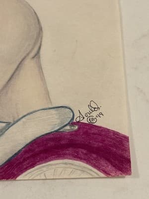 Woman On Harley Sexy Fantasy Art Drawing Sketch Artist Signed - Thumbnail 2