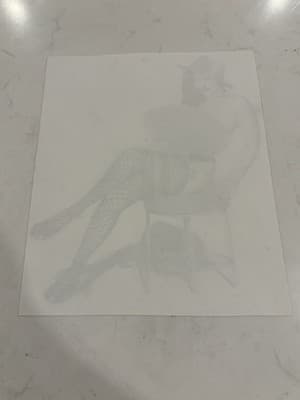 Sexy Woman Fishnets Hat 👒 Fantasy Art Drawing Sketch Artist Signed Piece - Thumbnail 3