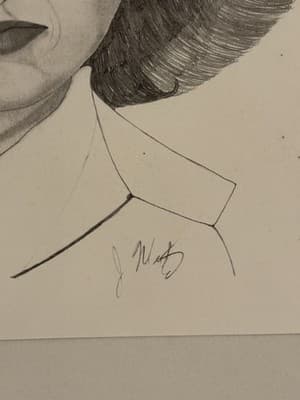 Rare Original Portrait Art Drawing Sketch Artist Signed - Thumbnail 2
