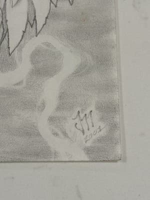 Very Unique Original Sexy Angel Fantasy Art Drawing Sketch Artist Signed 2001 - Thumbnail 2