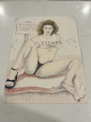 Lifeguard Sexy Fantasy Art Drawing Sketch Artist Signed - Thumbnail 2