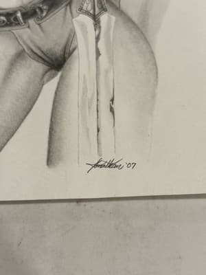 🗡 Woman Sword Rare Original Sexy Fantasy Art Drawing Sketch Artist Signed 2007 - Thumbnail 2