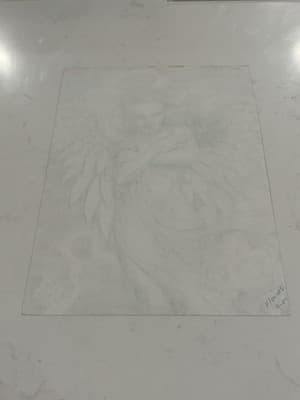 Very Unique Original Sexy Angel Fantasy Art Drawing Sketch Artist Signed 2001 - Thumbnail 3