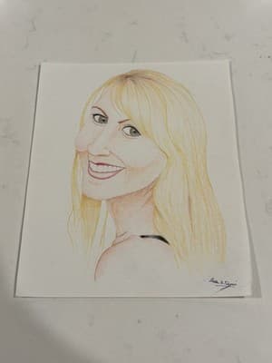 Rare Original Art Smiling Blonde Fantasy Art Drawing Sketch Artist Signed Print - Thumbnail 2