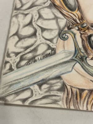 Goddess Lady Rare Original Sexy Fantasy Art Drawing Sketch Artist Signed Back - Thumbnail 2