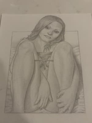 Rare Original Sexy Girl Portrait Fantasy Art Drawing Sketch Artist Signed - Thumbnail 2