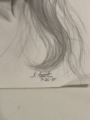 Original Sexy Fantasy Portrait Art Drawing Sketch Artist Signed K Arnell 1998 - Thumbnail 2