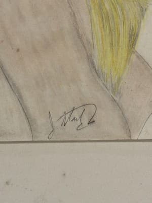 Rare Smiling Blonde Sexy Fantasy Art Drawing Sketch Artist Signed Print - Thumbnail 2