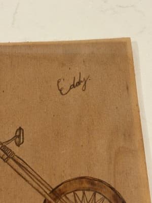 Rare Motorcycle Fantasy Art Drawing Sketch Artist Signed - Thumbnail 2