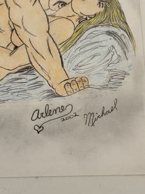 Rare Original Sexy Erotic Fantasy Art Drawing Sketch Artist Arlene ❤️ 2000 - Thumbnail 2