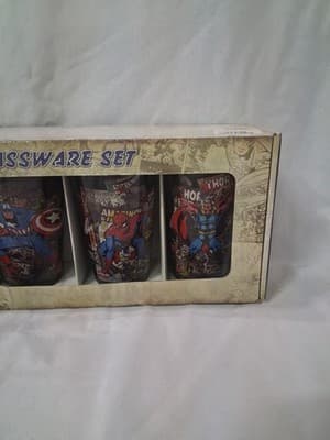 Marvel Glassware Set Of 4 THOR SPIDER-MAN CAPTAIN AMERICA WOLVERINE X-MEN New - Thumbnail 3