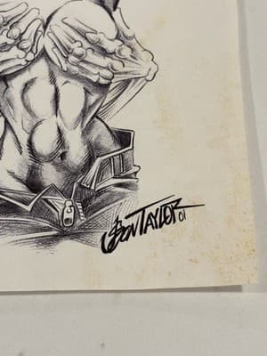 Skull Hands Sexy Woman Fantasy Art Drawing Sketch Artist Signed Rare - Thumbnail 2