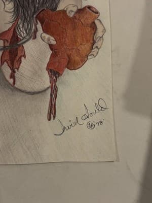 Sexy Woman Ripped Heart ❤️ Original Fantasy Art Drawing Sketch Artist Signed - Thumbnail 2