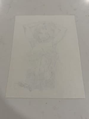 Skull Hands Sexy Woman Fantasy Art Drawing Sketch Artist Signed Rare - Thumbnail 3