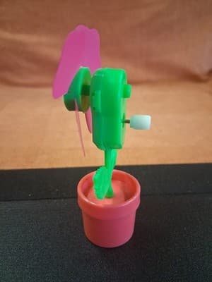 Vintage Flower Pot Pink Pedals Wind-Up Plastic Toy Made In Japan 1980s Works - Thumbnail 2