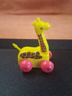 Vintage Playwell Wind-up Ramblers Mini Animal Giraffe Pink Wheels RARE! - Thumbnail 4