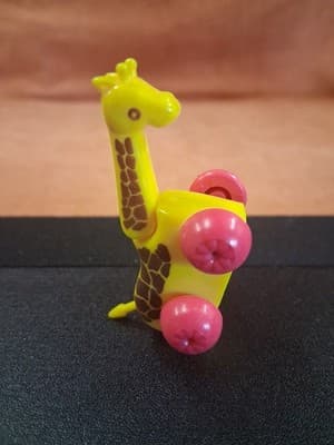 Vintage Playwell Wind-up Ramblers Mini Animal Giraffe Pink Wheels RARE! - Thumbnail 5