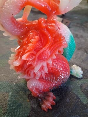 Vintage Resin Dragon Holding Crystal Ball Statue Feng Shui Home Decor - Thumbnail 2