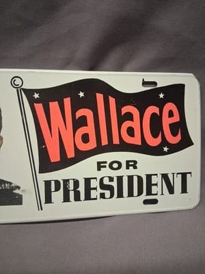 Vintage 60's's George Wallace For President Metal License Plate - Thumbnail 3
