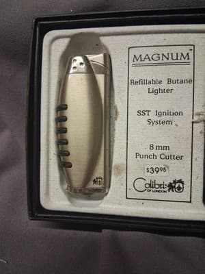 New Calibri of London Chancellor Butane Cigarette Lighter Blk & Chrome Magnum - Thumbnail 2