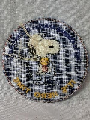 Vintage 1971 Snoopy Peanuts Patch "It's Hero Time" Embroidered Sew On Schulz - Thumbnail 3