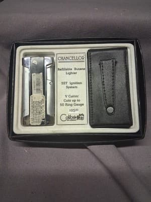 New Calibri of London Chancellor Butane Cigarette Lighter Blk & Chrome QTR988004 - Thumbnail 5