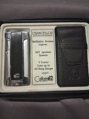 New Calibri of London Chancellor Butane Cigarette Lighter Blk & Chrome QTR988004 - Thumbnail 4