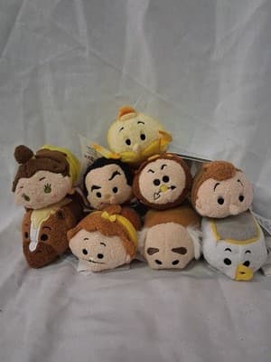 Mixed Lot of 9 Disney Tsum Tsum BEAUTY AND THE BEAST Plush Very Hard To Find