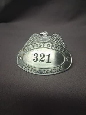 United States Post Office Letter Carrier Hat Badge #321 USPS Mailman Vintage - Thumbnail 2