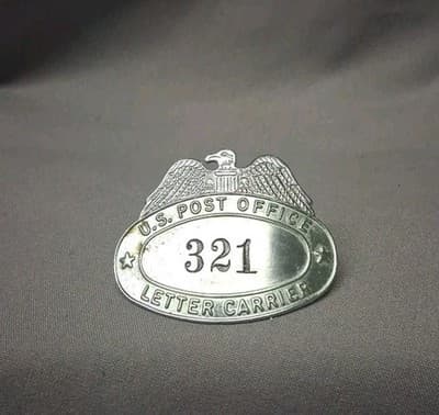 United States Post Office Letter Carrier Hat Badge #321 USPS Mailman Vintage