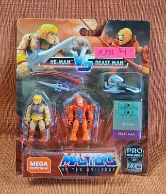Mega Construx Masters Of The Universe He-Man vs Beast Man Figure Set 44 Pc NEW