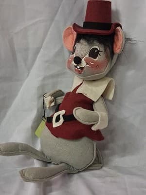 1960s Annalee Mobilitee Doll Thanksgiving Mouse Pilgrim Large Husband Wife - Thumbnail 8