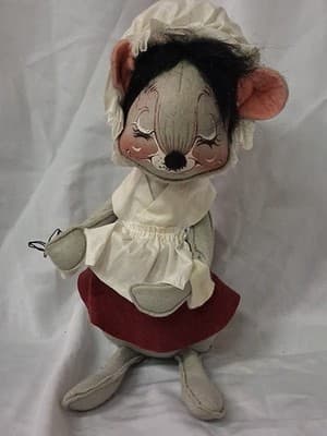 1960s Annalee Mobilitee Doll Thanksgiving Mouse Pilgrim Large Husband Wife - Thumbnail 9