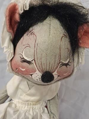 1960s Annalee Mobilitee Doll Thanksgiving Mouse Pilgrim Large Husband Wife - Thumbnail 11