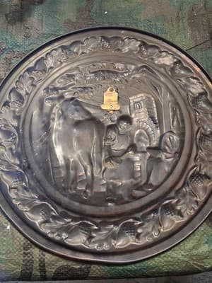 Vtg Coppercraft Guild Embossed BLACKSMITH Wall Plate, From Taunton, MA - Thumbnail 5