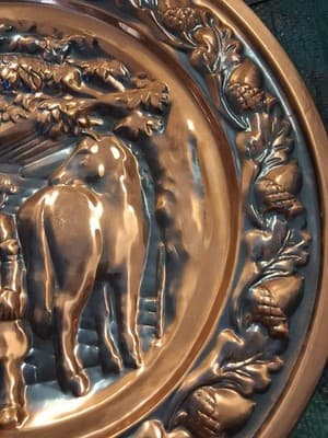 Vtg Coppercraft Guild Embossed BLACKSMITH Wall Plate, From Taunton, MA - Thumbnail 4
