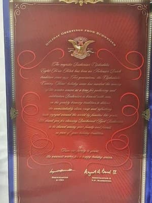 BUDWEISER MILLENNIUM Limited Edition Set Bottle & Four Glasses Original Box - Thumbnail 6