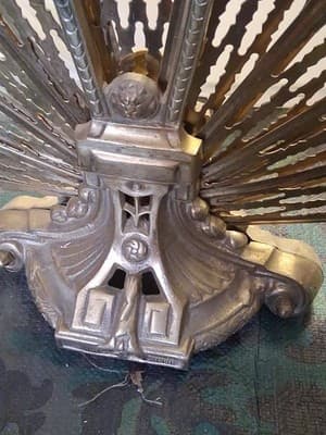 Vintage Victorian Gold Brass Fireplace Screen Cover Peacock Fan Folding 🦚 - Thumbnail 9