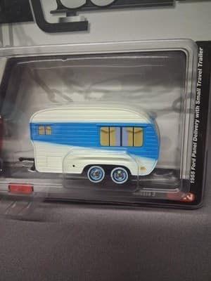 G4) Johnny Lightning TOW & GO 2A BLUE 1955 Ford Panel with Camper Trailer New - Thumbnail 5