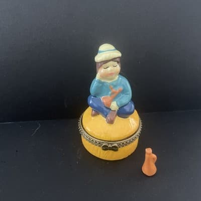 Trinket Jewelry Dish w/tip Musician Flute Instrument VTG - Thumbnail 2