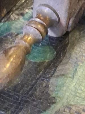VINTAGE BRASS CLASSICAL PAW FEET FIREPLACE ANDIRONS MARKED BENNETT - Thumbnail 12