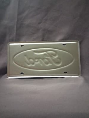 NOS FORD F100 F150 F250 WHITE WITH BLUE OVAL VANITY LICENSE PLATE - Thumbnail 6