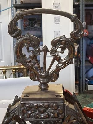 Vintage Victorian Gold Brass Fireplace Screen Cover Peacock Fan Folding 🦚 - Thumbnail 6