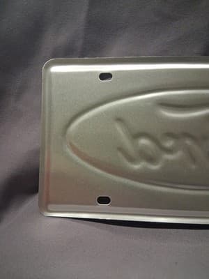 NOS FORD F100 F150 F250 WHITE WITH BLUE OVAL VANITY LICENSE PLATE - Thumbnail 4