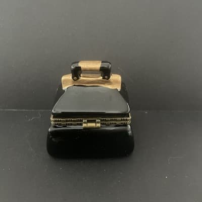 Vintage Doctor's Bag Hinged Trinket Box with 3 Trinkets, Black with Gold Handle - Thumbnail 4